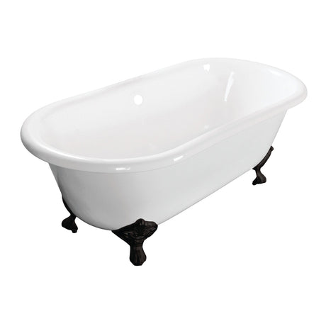 Aqua Eden VCTND663013NB0 66-Inch Cast Iron Double Ended Clawfoot Tub (No Faucet Drillings), White/Matte Black