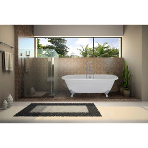 Aqua Eden VCTND663013NB1 66-Inch Cast Iron Double Ended Clawfoot Tub (No Faucet Drillings), White/Polished Chrome