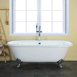Aqua Eden VCTND663013NB1 66-Inch Cast Iron Double Ended Clawfoot Tub (No Faucet Drillings), White/Polished Chrome