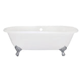 Aqua Eden VCTND663013NB1 66-Inch Cast Iron Double Ended Clawfoot Tub (No Faucet Drillings), White/Polished Chrome