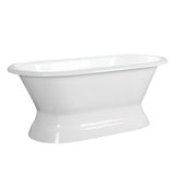 Aqua Eden VCTND663024 66-Inch Cast Iron Double Ended Pedestal Tub (No Faucet Drillings), White