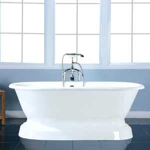 Aqua Eden VCTND663025 66-Inch Cast Iron Double Ended Pedestal Tub (No Faucet Drillings), White