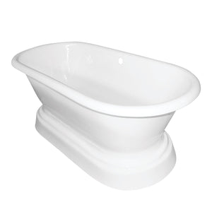 Aqua Eden VCTND663025 66-Inch Cast Iron Double Ended Pedestal Tub (No Faucet Drillings), White