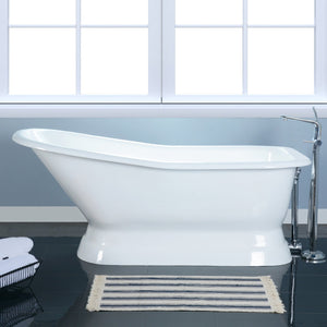 Aqua Eden VCTND663028 67-Inch Cast Iron Single Slipper Pedestal Tub (No Faucet Drillings), White
