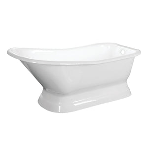 Aqua Eden VCTND663028 67-Inch Cast Iron Single Slipper Pedestal Tub (No Faucet Drillings), White