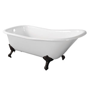 Aqua Eden VCTND6630NF0 67-Inch Cast Iron Single Slipper Clawfoot Tub (No Faucet Drillings), White/Matte Black