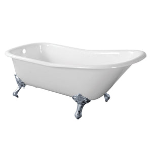 Aqua Eden VCTND6630NF1 67-Inch Cast Iron Single Slipper Clawfoot Tub (No Faucet Drillings), White/Polished Chrome