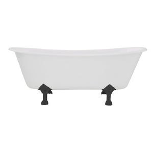 Aqua Eden VCTND6728NH0 67-Inch Cast Iron Double Slipper Clawfoot Tub (No Faucet Drillings), White/Matte Black