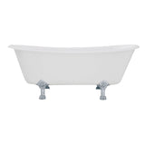 Aqua Eden VCTND6728NH1 67-Inch Cast Iron Double Slipper Clawfoot Tub (No Faucet Drillings), White/Polished Chrome