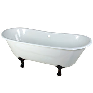 Aqua Eden VCTND6728NH5 67-Inch Cast Iron Double Slipper Clawfoot Tub (No Faucet Drillings), White/Oil Rubbed Bronze