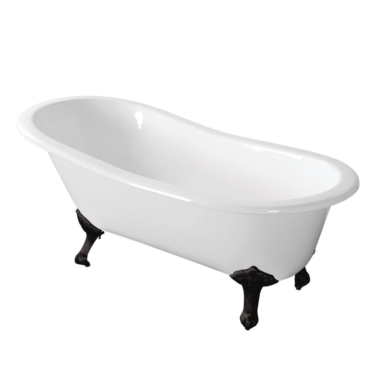 Aqua Eden VCTND673122ZB0 67-Inch Cast Iron Single Slipper Clawfoot Tub (No Faucet Drillings), White/Matte Black