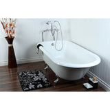 Aqua Eden VCTND673123T1 66-Inch Cast Iron Roll Top Clawfoot Tub (No Faucet Drillings), White/Polished Chrome