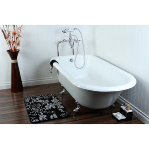 Aqua Eden VCTND673123T1 66-Inch Cast Iron Roll Top Clawfoot Tub (No Faucet Drillings), White/Polished Chrome