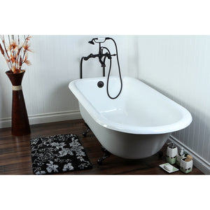 Aqua Eden VCTND673123T5 66-Inch Cast Iron Roll Top Clawfoot Tub (No Faucet Drillings), White/Oil Rubbed Bronze