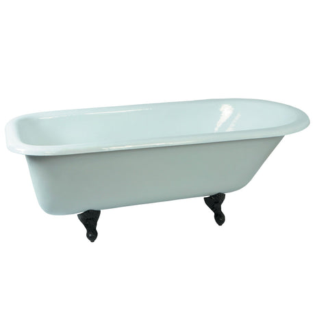Aqua Eden VCTND673123T5 66-Inch Cast Iron Roll Top Clawfoot Tub (No Faucet Drillings), White/Oil Rubbed Bronze
