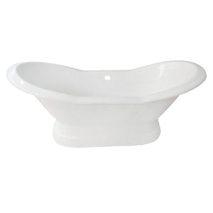 Aqua Eden VCTND723130 72-Inch Cast Iron Double Slipper Pedestal Tub (No Faucet Drillings), White