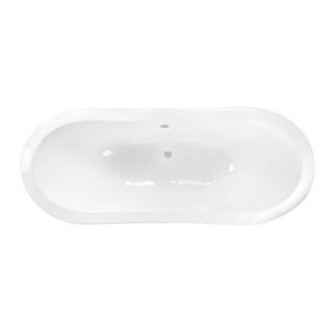 Aqua Eden VCTNDS6130NC1 61-Inch Cast Iron Double Slipper Clawfoot Tub (No Faucet Drillings), White/Polished Chrome