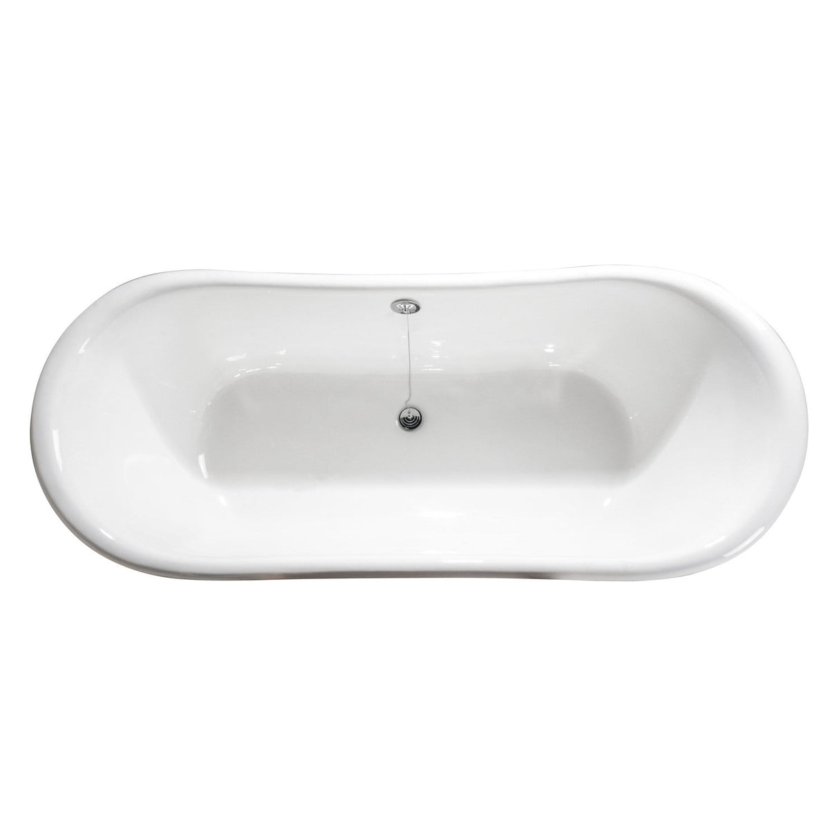 Aqua Eden VCTNDS6731NL1 67-Inch Cast Iron Double Slipper Clawfoot Tub (No Faucet Drillings), White/Polished Chrome