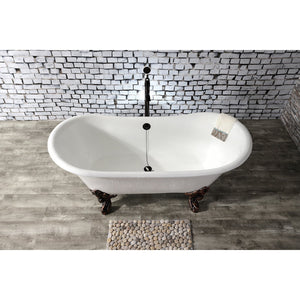 Aqua Eden VCTNDS6731NL5 67-Inch Cast Iron Double Slipper Clawfoot Tub (No Faucet Drillings), White/Oil Rubbed Bronze