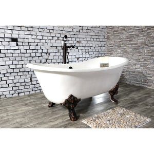 Aqua Eden VCTNDS6731NL5 67-Inch Cast Iron Double Slipper Clawfoot Tub (No Faucet Drillings), White/Oil Rubbed Bronze