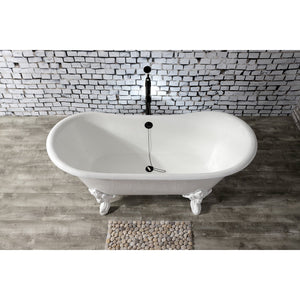 Aqua Eden VCTNDS6731NLW 67-Inch Cast Iron Double Slipper Clawfoot Tub (No Faucet Drillings), White