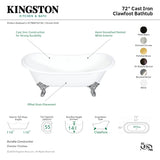 Aqua Eden VCTNDS7231NL1 72-Inch Cast Iron Double Slipper Clawfoot Tub (No Faucet Drillings), White/Polished Chrome