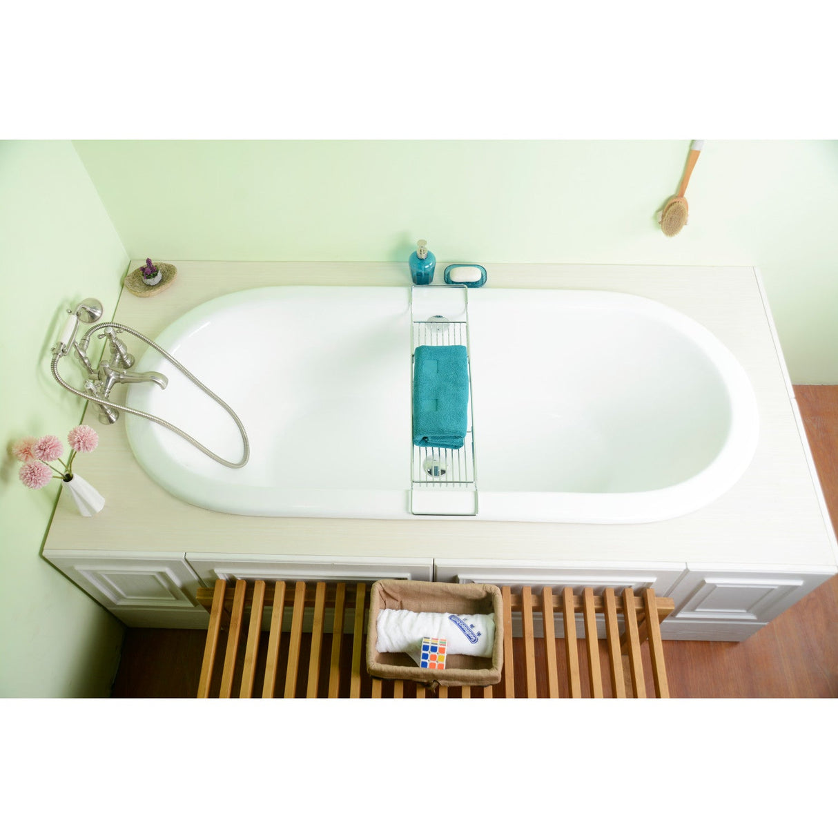 Aqua Eden VCTPN632717 63-Inch Cast Iron Oval Drop-In Tub with Center Drain Hole, White