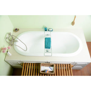 Aqua Eden VCTPN632717 63-Inch Cast Iron Oval Drop-In Tub with Center Drain Hole, White