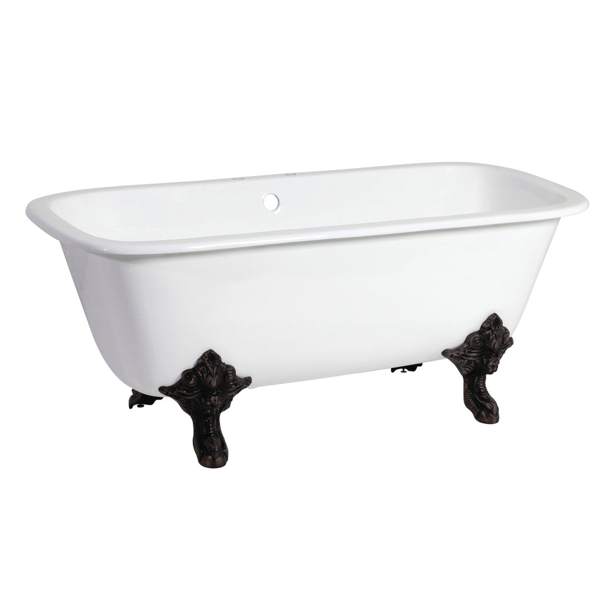 Aqua Eden VCTQ7D6732NL0 67-Inch Cast Iron Double Ended Clawfoot Tub with 7-Inch Faucet Drillings, White/Matte Black