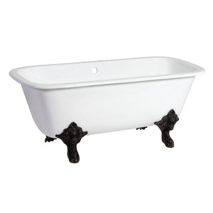 Aqua Eden VCTQ7D6732NL0 67-Inch Cast Iron Double Ended Clawfoot Tub with 7-Inch Faucet Drillings, White/Matte Black