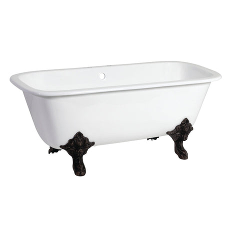Aqua Eden VCTQ7D6732NL0 67-Inch Cast Iron Double Ended Clawfoot Tub with 7-Inch Faucet Drillings, White/Matte Black