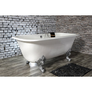 Aqua Eden VCTQ7D6732NL1 67-Inch Cast Iron Double Ended Clawfoot Tub with 7-Inch Faucet Drillings, White/Polished Chrome
