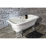 Aqua Eden VCTQ7D6732NL1 67-Inch Cast Iron Double Ended Clawfoot Tub with 7-Inch Faucet Drillings, White/Polished Chrome