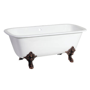 Aqua Eden VCTQ7D6732NL5 67-Inch Cast Iron Double Ended Clawfoot Tub with 7-Inch Faucet Drillings, White/Oil Rubbed Bronze