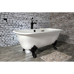 Aqua Eden VCTQND6732NL0 67-Inch Cast Iron Double Ended Clawfoot Tub (No Faucet Drillings), White/Matte Black
