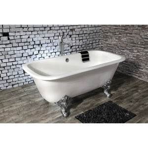 Aqua Eden VCTQND6732NL1 67-Inch Cast Iron Double Ended Clawfoot Tub (No Faucet Drillings), White/Polished Chrome
