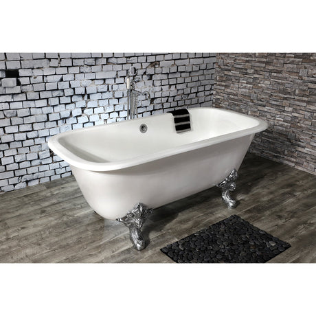 Aqua Eden VCTQND6732NL1 67-Inch Cast Iron Double Ended Clawfoot Tub (No Faucet Drillings), White/Polished Chrome