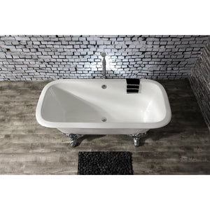 Aqua Eden VCTQND6732NL1 67-Inch Cast Iron Double Ended Clawfoot Tub (No Faucet Drillings), White/Polished Chrome