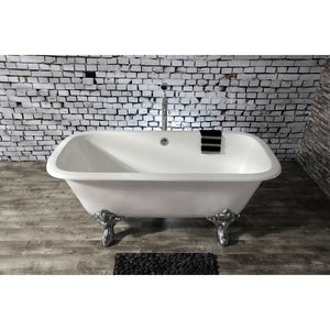 Aqua Eden VCTQND6732NL1 67-Inch Cast Iron Double Ended Clawfoot Tub (No Faucet Drillings), White/Polished Chrome