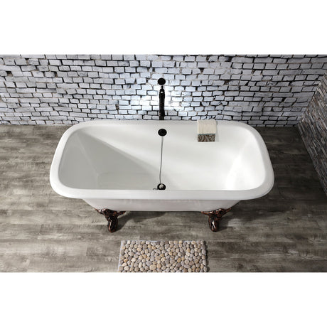 Aqua Eden VCTQND6732NL5 67-Inch Cast Iron Double Ended Clawfoot Tub (No Faucet Drillings), White/Oil Rubbed Bronze