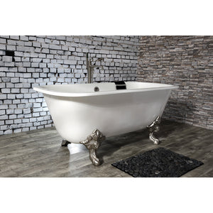 Aqua Eden VCTQND6732NL8 67-Inch Cast Iron Double Ended Clawfoot Tub (No Faucet Drillings), White/Brushed Nickel