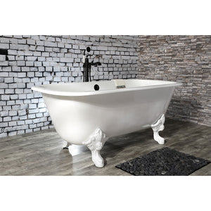 Aqua Eden VCTQND6732NLW 67-Inch Cast Iron Double Ended Clawfoot Tub (No Faucet Drillings), White/White