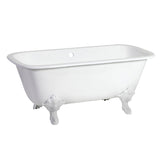 Aqua Eden VCTQND6732NLW 67-Inch Cast Iron Double Ended Clawfoot Tub (No Faucet Drillings), White/White