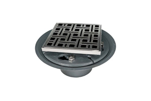 Infinity Drain VD 4-2I 4” x 4” VD 4 - Strainer - Weave Pattern & 2" Throat w/Cast Iron Drain Body 2” Outlet