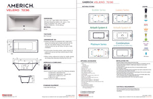 Americh VL7236TA2-WH Velero 7236 - Tub Only / Airbath 2 - White