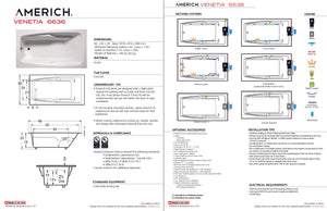 Americh VE6636TA5-BI Venetia 6636 - Tub Only / Airbath 5 - Biscuit
