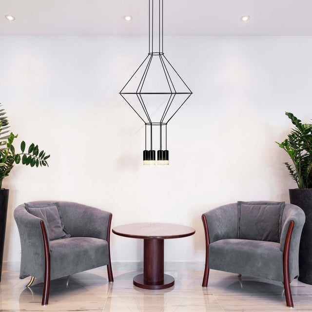 VONN Expression VEP28206BL 24" 6-Light ETL Certified Integrated LED Height Adjustable Pendant in Black