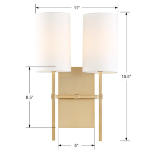 Veronica 2 Light Aged Brass Sconce VER-242-AG