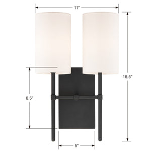 Veronica 2 Light Aged Brass Sconce VER-242-AG