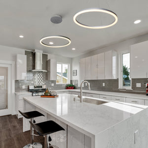 VONN Tania VMC31640AL 24" Integrated LED ETL Certified Pendant, Height Adjustable Chandelier in Silver